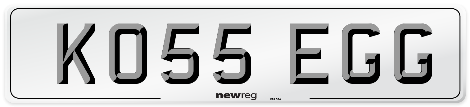 KO55 EGG Number Plate from New Reg